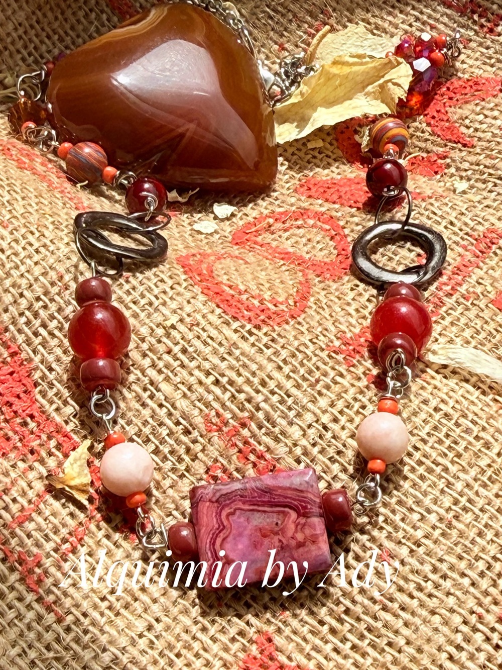 Alquimia Red and Brown Agate Statement Necklace